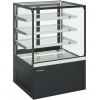 Витрина холодильная напольная, вертикальная, кондитерская, L0.90м, 3 полки стекло, +2/+10С, дин.охл., черная RAL 9005, откидной стеклопакет